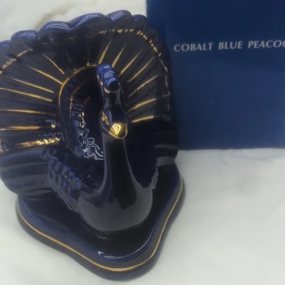 Cobalt Blue Peacock Figurine - Picture 1 of 5